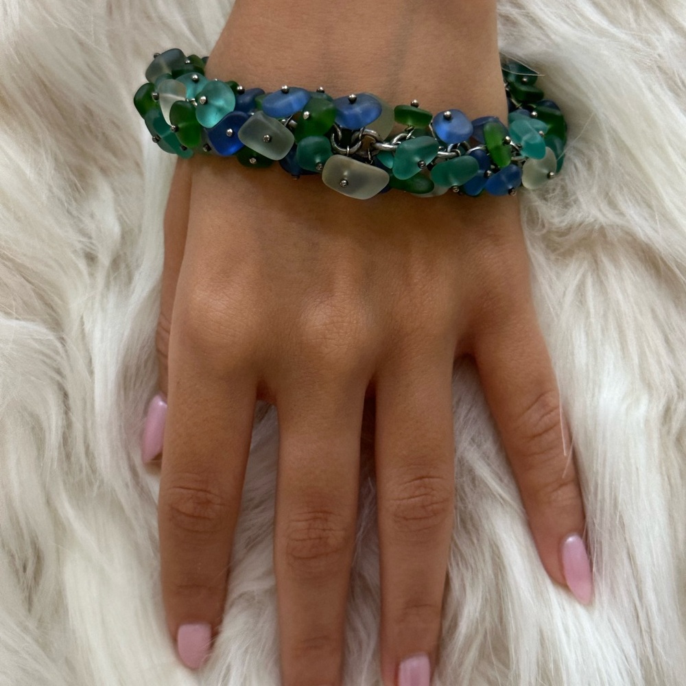 sterling silver Coastal Green & Blue Sea d Bracelet - Women Jewelry - Picture 4 of 12